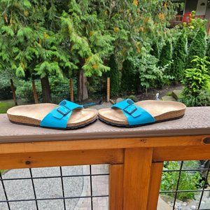 Shiny blue Birkenstock sandals, Euro Size 40, Excellent condition